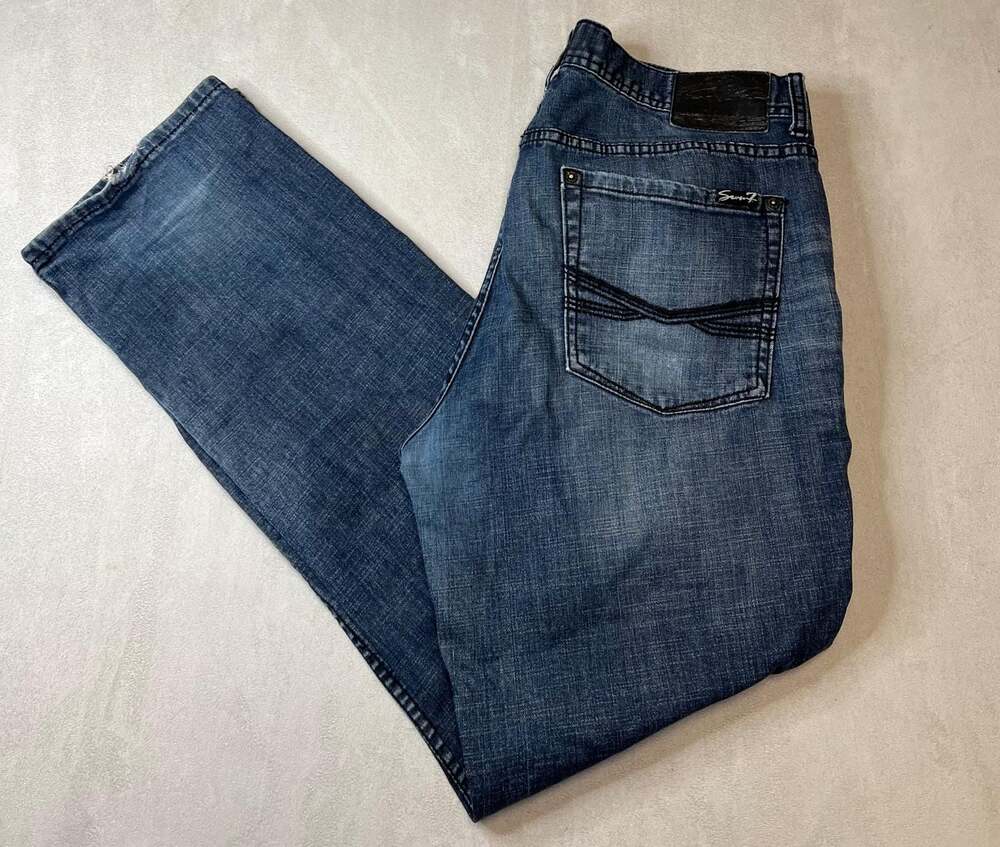Seven7 Mens Skinny Leg Blue Denim Jeans 36x32